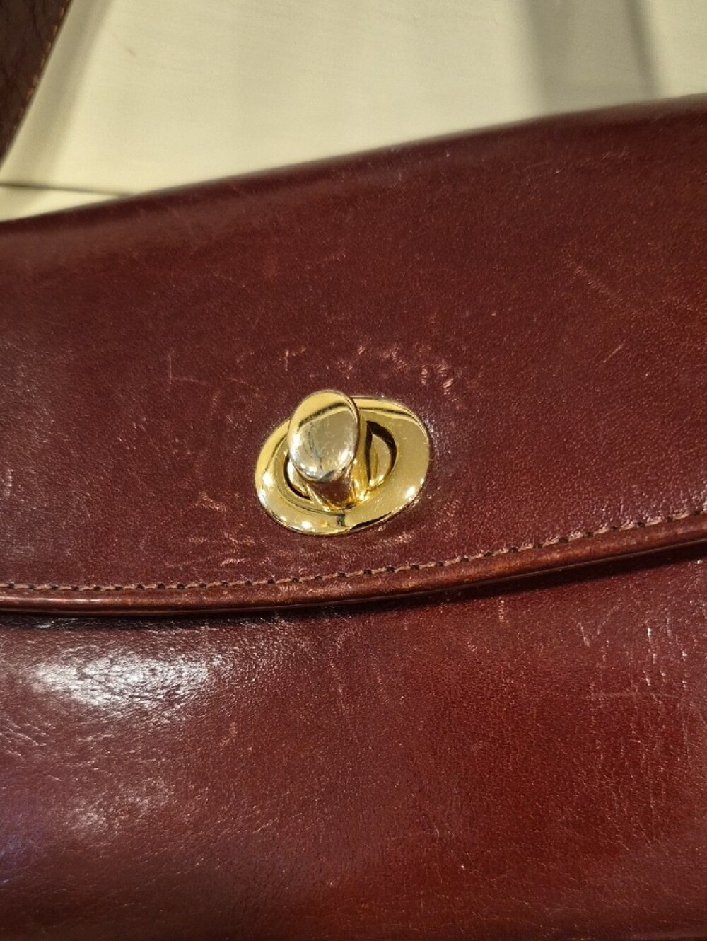 Classic Leather Top-Handle Clutch in Deep Burgundy - Picture 2 of 14